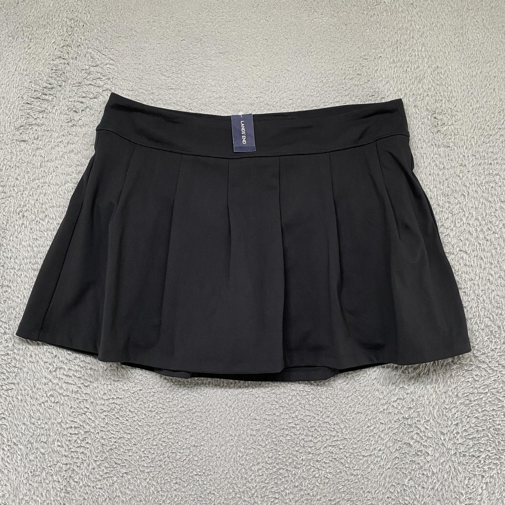 Lands' End Skort Womens XL Black Athletic Pleated Tennis Built In Shorts Skirt